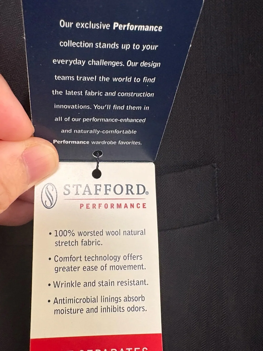 NWT Stafford Men's Navy Two-Button Suit Jacket-55 chest; 30 arms